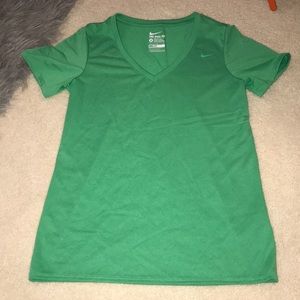 Green Nike Dri-fit vneck shirt